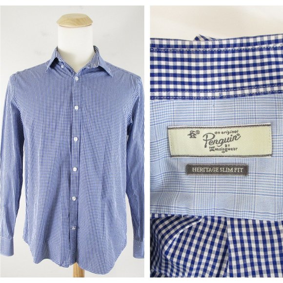 Original Penguin Navy Check Slim Fit 